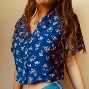 Blue Flowy Crop Top